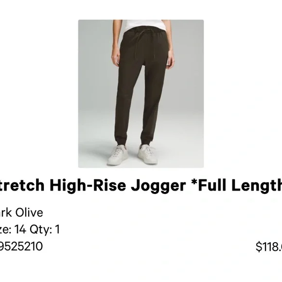 lululemon Stretch High-Rise Jogger *Full Length | Size 14 | Dark Olive - Picture 2 of 3